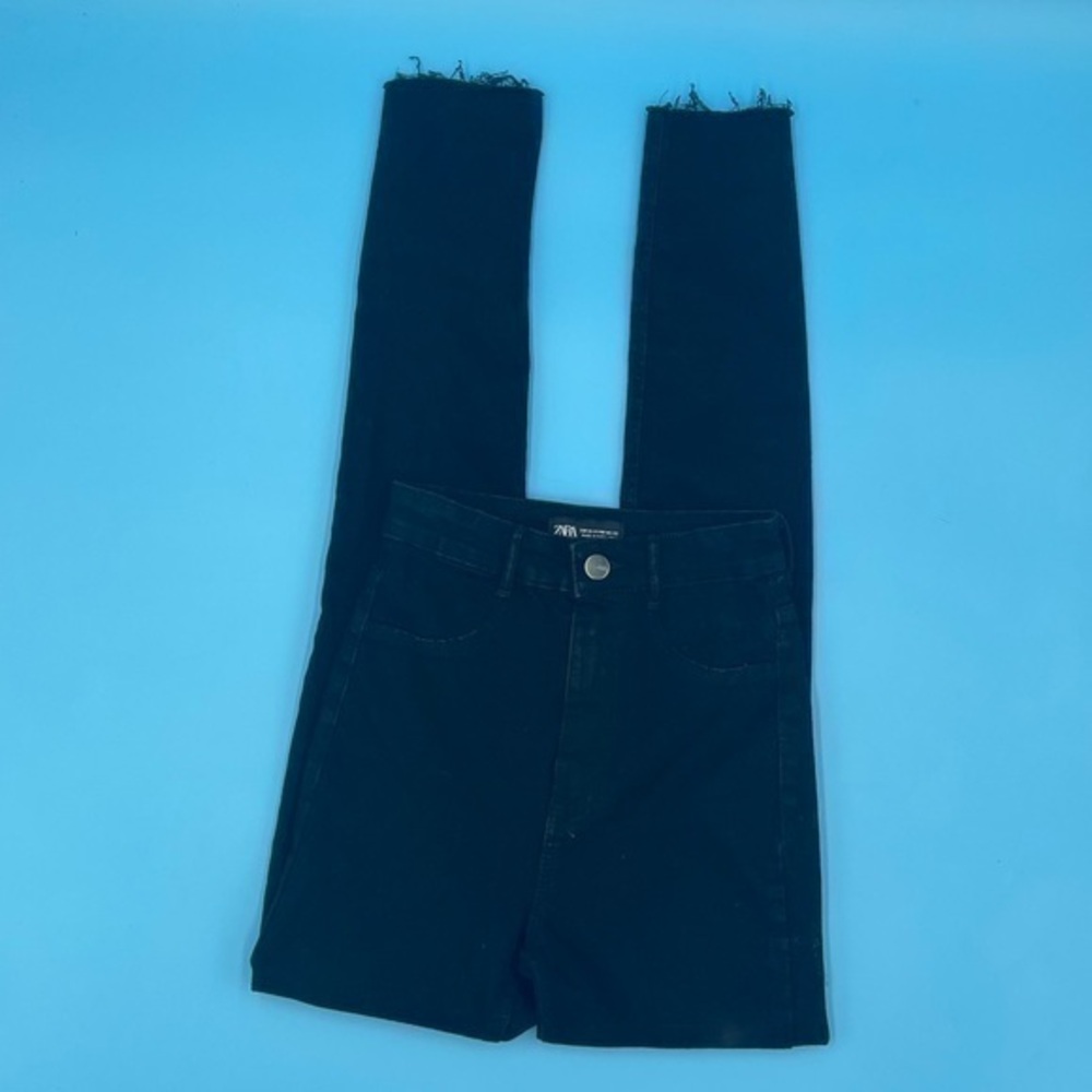 ZARA Skinny Distressed Black Jeans